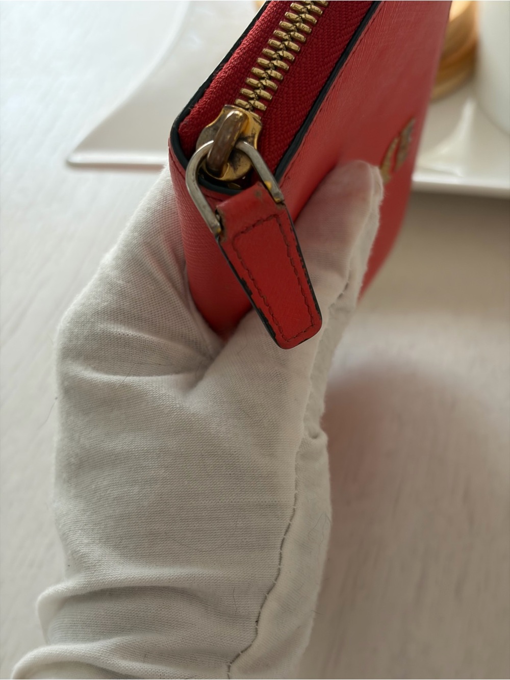 MCM Red Saffiano Zip-Around Continental Wallet - Picture 3 of 16